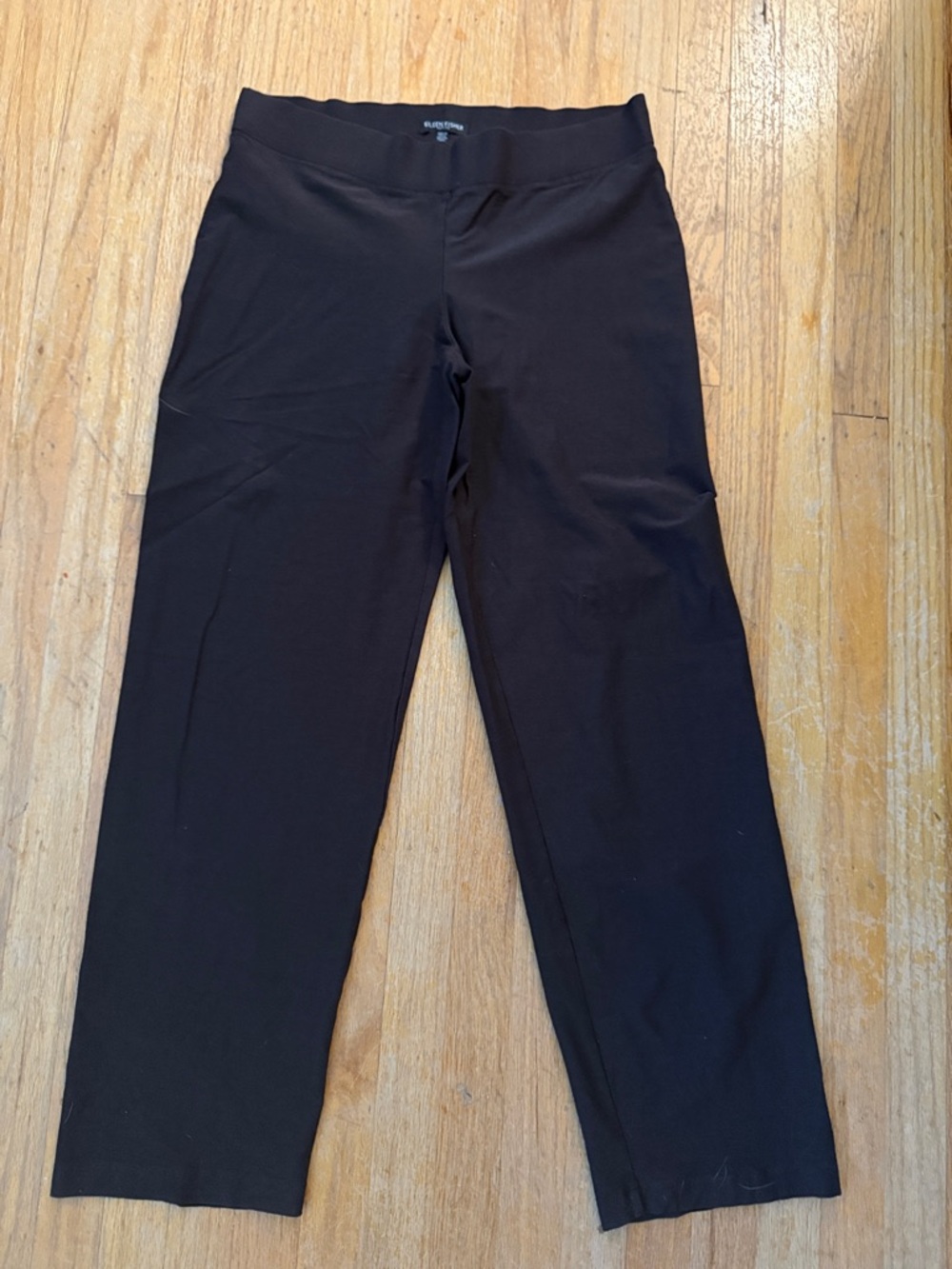 Eileen Fisher Brown Washable Stretch Crepe Straight Pant
